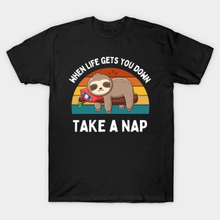 Retro Sloth Napping T-Shirt